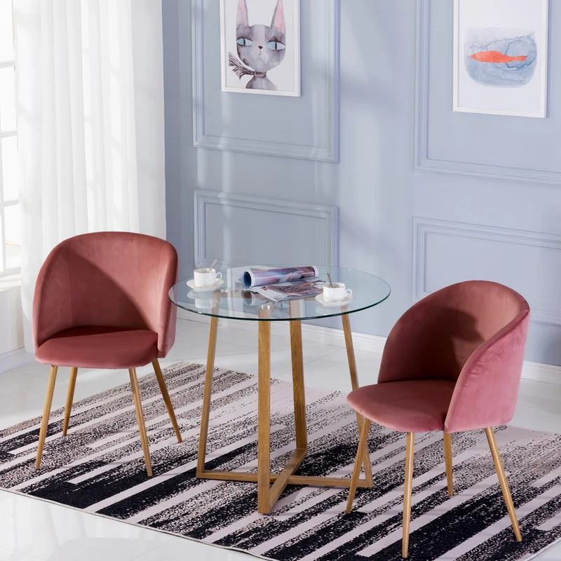 ROUNE Table à Manger Ronde en Verre avec Pieds en Métal 80 * 80 * 75 cm - Transparent