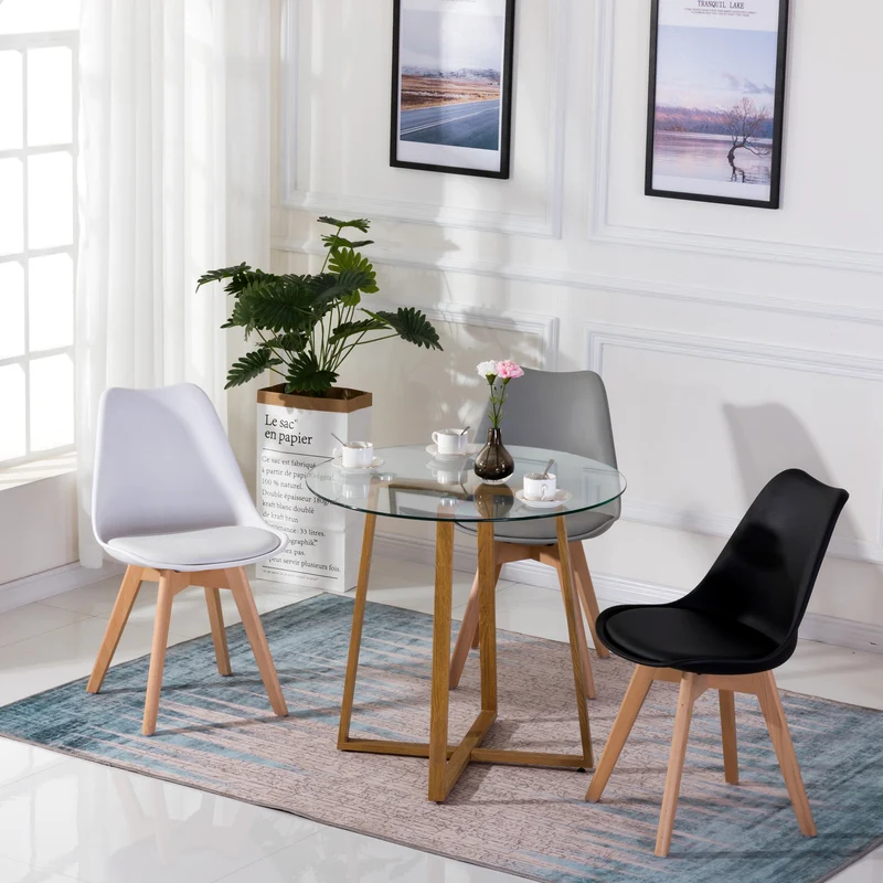 ROUNE Table à Manger Ronde en Verre avec Pieds en Métal 80 * 80 * 75 cm - Transparent