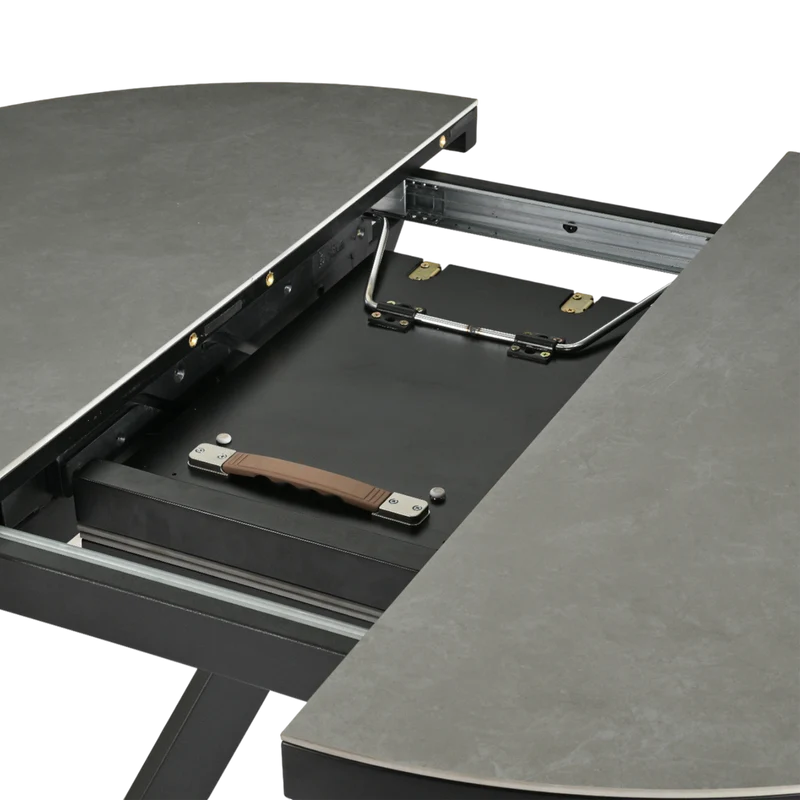 Table repas céramique grise 100 cm avec allonge