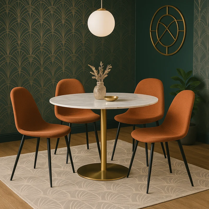 Chaise repas tissu caramel