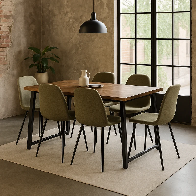Chaise repas tissu vert foncé