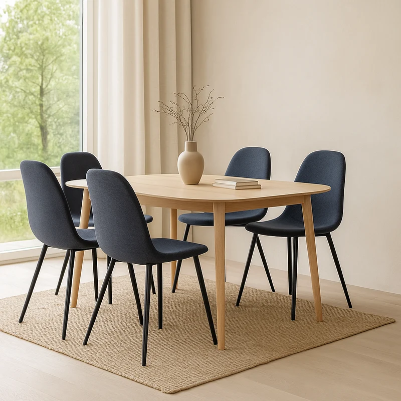Chaise repas tissu bleu foncé