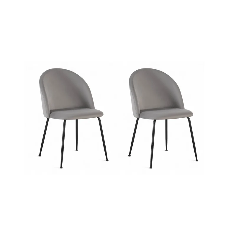 Chaise repas velours gris clair