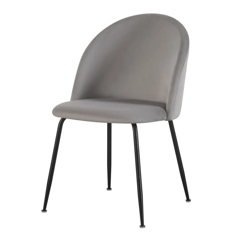 Chaise repas velours gris clair