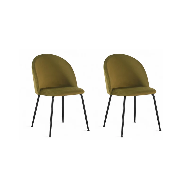 Chaise repas velours vert olive