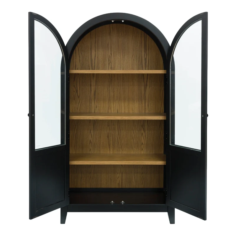 Armoire d'appoint en bois/placage avec 2 portes vitrées - Dagandale