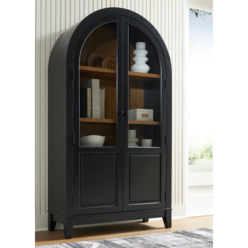 Armoire d'appoint en bois/placage avec 2 portes vitrées - Dagandale