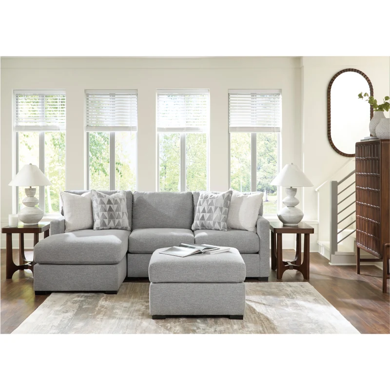 Sectionnel 2 pièces en tissu gris étain avec chaise longue - UrbanCrest