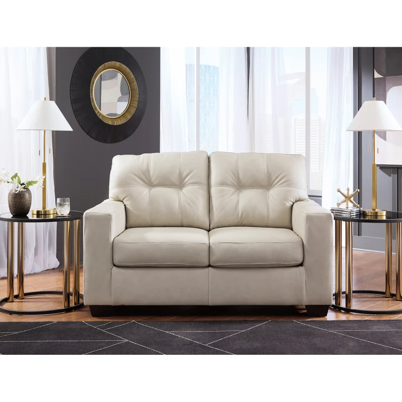 Causeuse en cuir beige pâle - Santorine