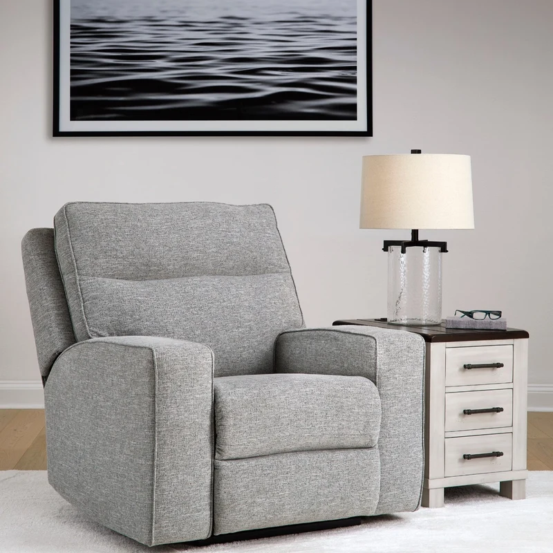 Fauteuil inclinable motorisé zéro gravité en tissu Nuvella gris pâle - Biscoe