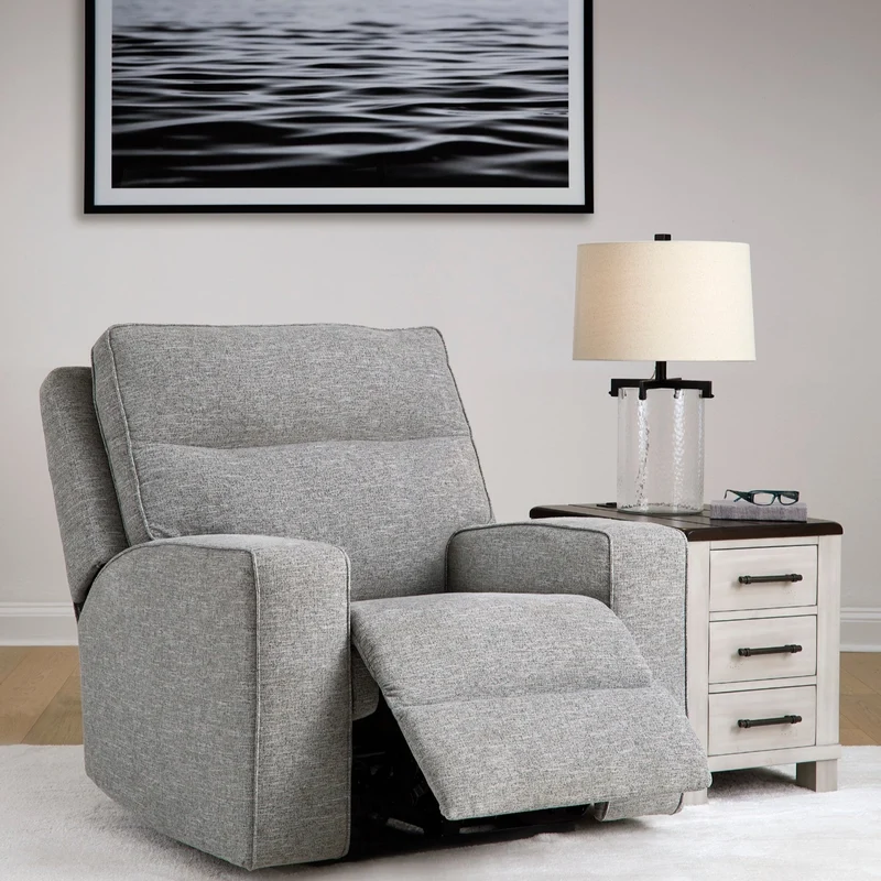 Fauteuil inclinable motorisé zéro gravité en tissu Nuvella gris pâle - Biscoe