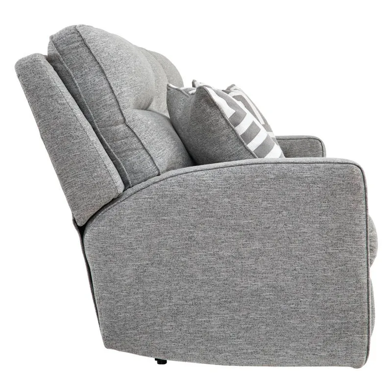 Sofa inclinable motorisé zéro gravité en tissu Nuvella gris pâle avec coussins - Biscoe