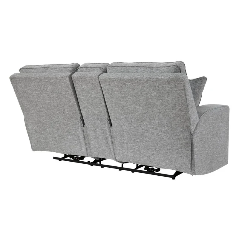 Causeuse inclinable motorisée zéro gravité en tissu Nuvella gris pâle avec console - Biscoe