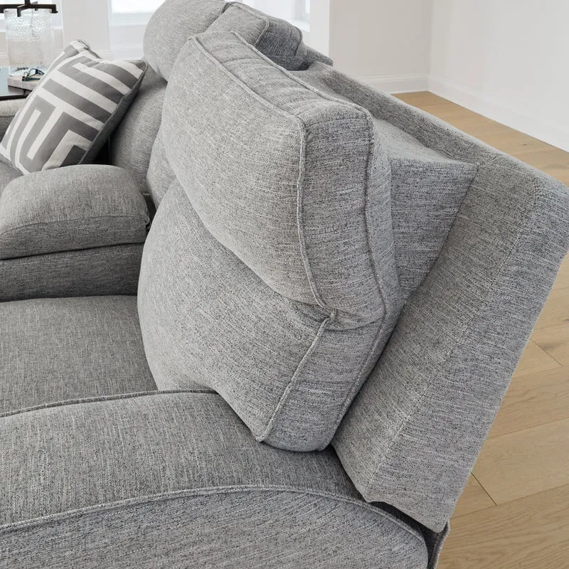 Causeuse inclinable motorisée zéro gravité en tissu Nuvella gris pâle avec console - Biscoe