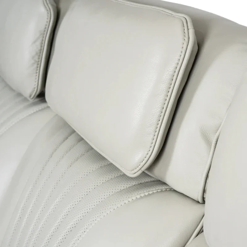 Sofa inclinable motorisé zéro gravité en cuir gris pâle avec table centrale rabattable - K2180