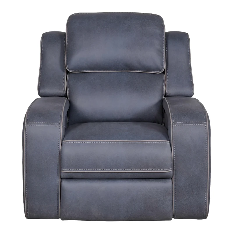Fauteuil inclinable motorisé zéro gravité aspect cuir bleu marine - K2250