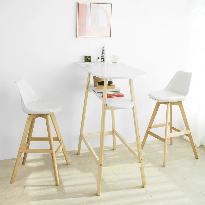 SoBuy FWT59-WN Table de Bar Table Haute de Bar Mange-Debout Cuisine Table café Scandinave