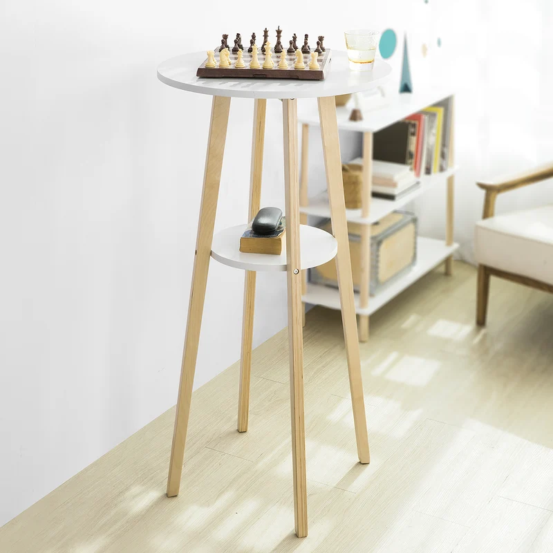 SoBuy FWT58-WN Table de Bar Table Haute de Bar Mange-Debout Cuisine Table café Ronde Scandinave