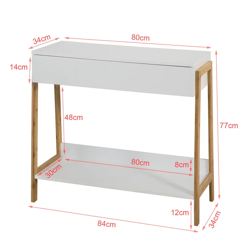 SoBuy FWT48-WN Table Console Table d’appoint avec tiroir et étagère