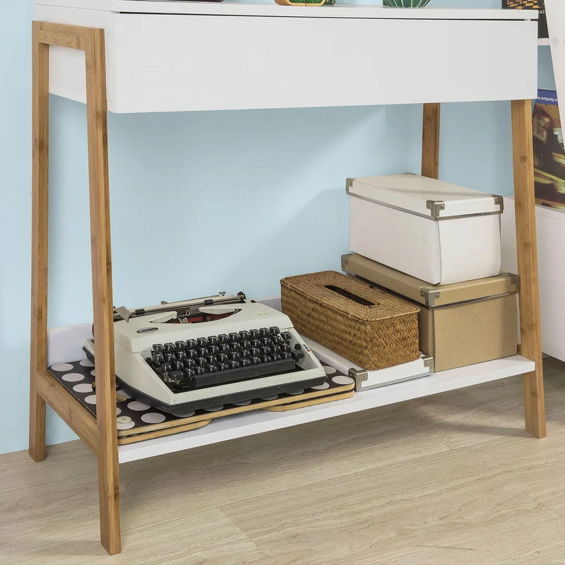 SoBuy FWT48-WN Table Console Table d’appoint avec tiroir et étagère