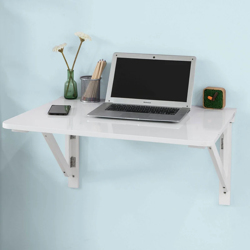 SoBuy FWT05-W Bureau Table de Cuisine Table Murale Rabattable en Bois 75×60cm, Blanc