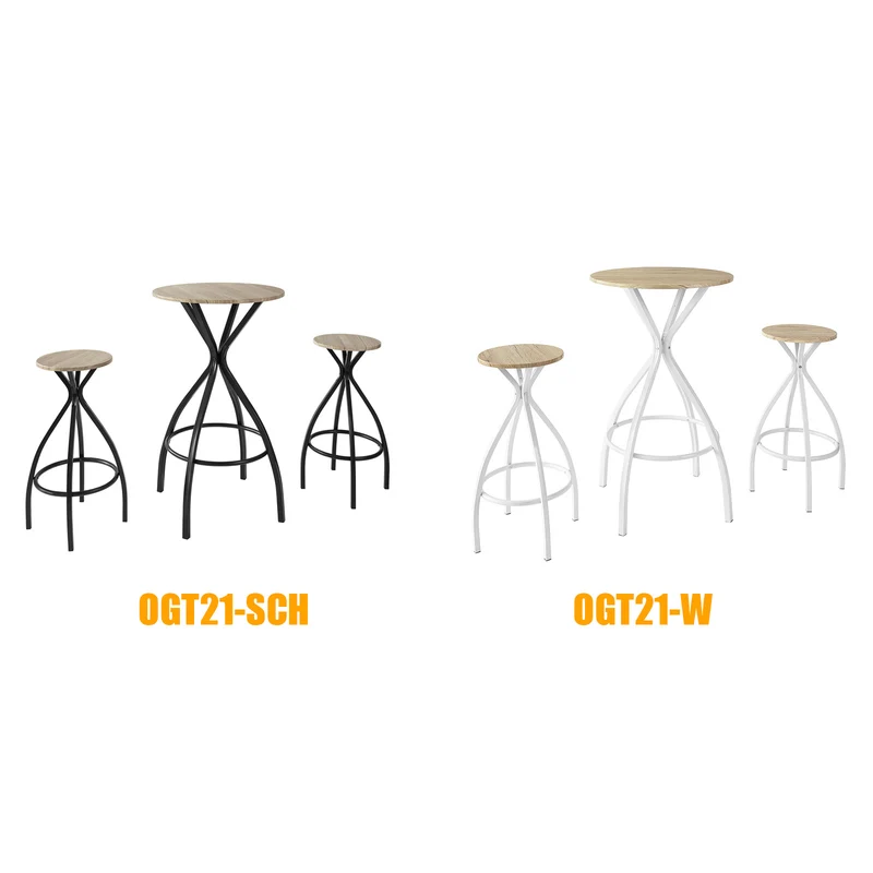 SoBuy OGT21-SCH Set de 1 Table + 2 Tabourets Ensemble Table de Bar bistrot + 2 tabourets avec Repose-Pieds
