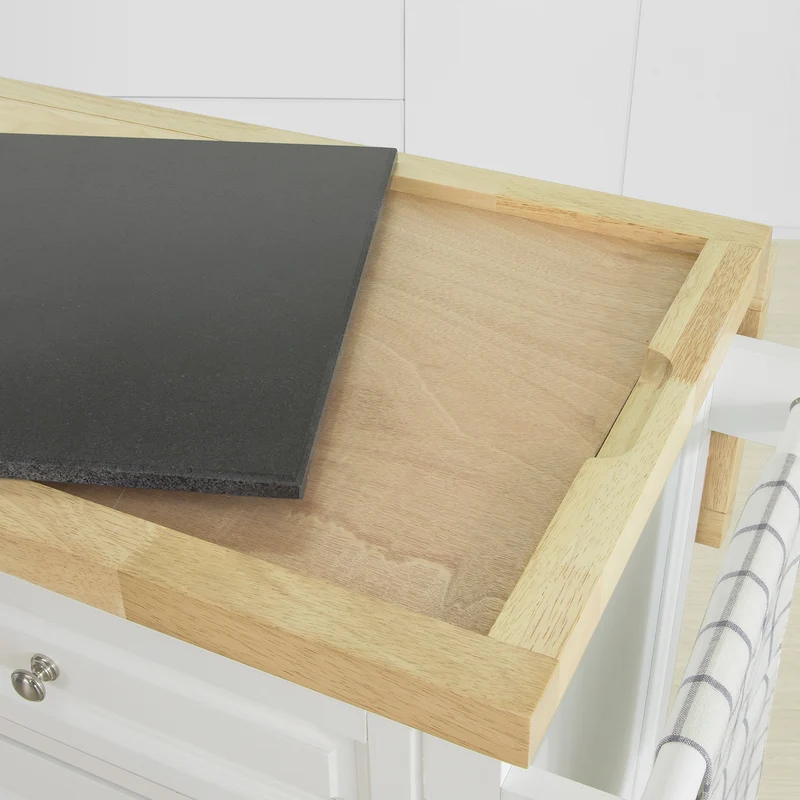 SoBuy FKW84-WN Desserte sur roulettes Meuble de Cuisine de Service Roulant avec Plans de Travail Rabattable, Grande Armoire de Rangement