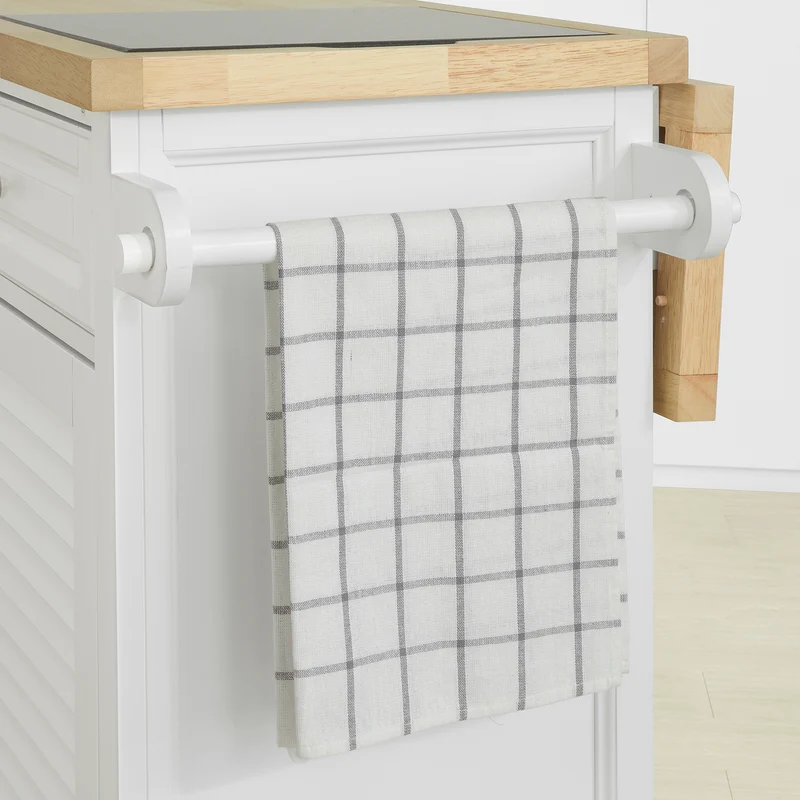SoBuy FKW84-WN Desserte sur roulettes Meuble de Cuisine de Service Roulant avec Plans de Travail Rabattable, Grande Armoire de Rangement