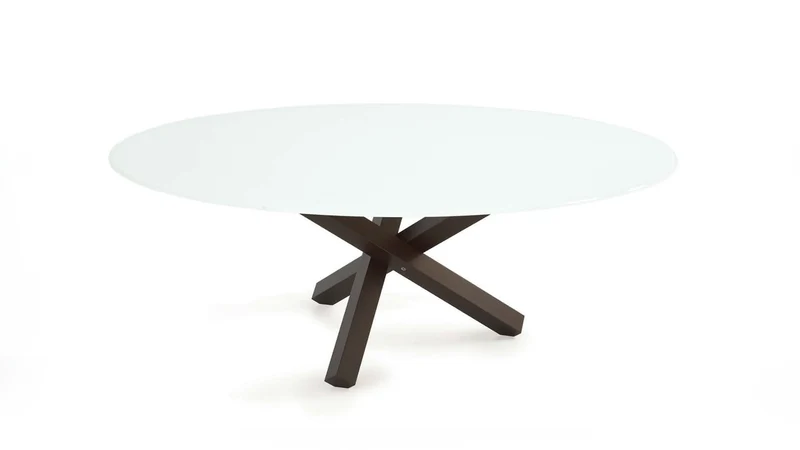 AIKIDO Table à manger ronde avec plateau en verre laqué
