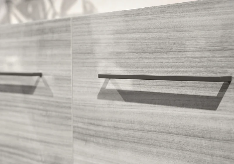 Buffet 3 portes gris argent laqué design - Mia