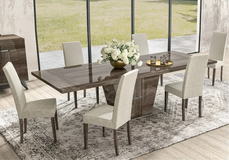 Table à manger extensible ou fixe chêne laqué - Medea