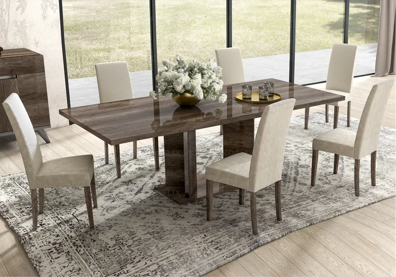 Table à manger extensible ou fixe chêne laqué - Medea