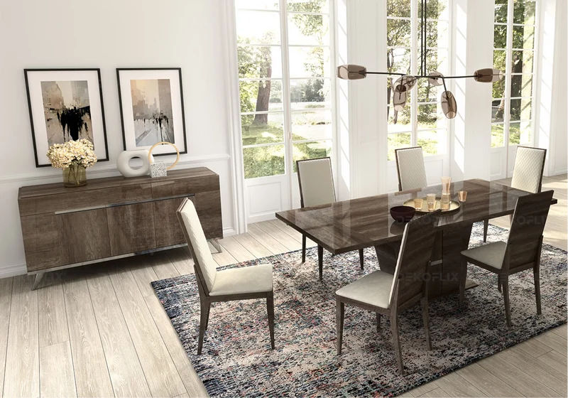 Buffet 3 ou 4 portes bois chêne laqué design - Medea
