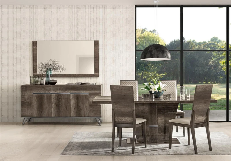 Buffet 3 ou 4 portes bois chêne laqué design - Medea