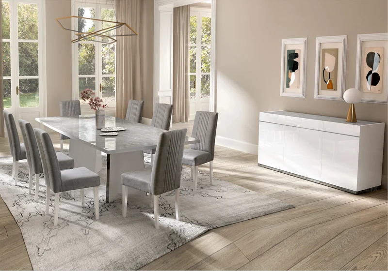 Table à manger extensible ou fixe marbre gris - Mara