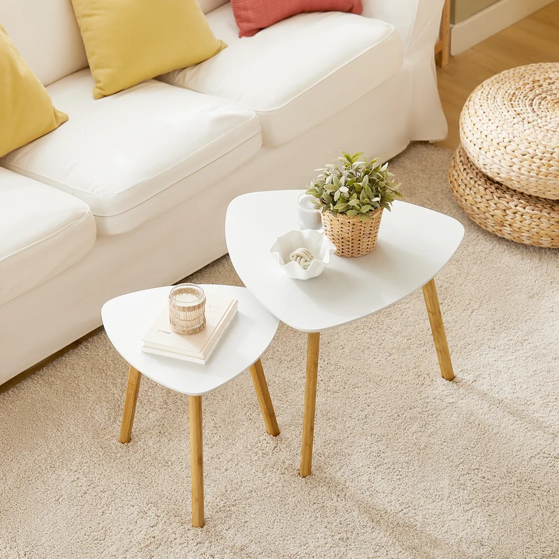 SoBuy FBT74-W Tables Basse Gigognes Lot de 2 - Table Basse Salon Moderne, Grande 55 cm & Petite 40 cm, Blanc