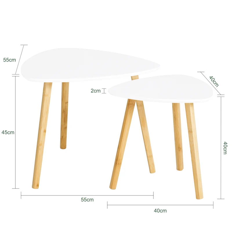 SoBuy FBT74-W Tables Basse Gigognes Lot de 2 - Table Basse Salon Moderne, Grande 55 cm & Petite 40 cm, Blanc