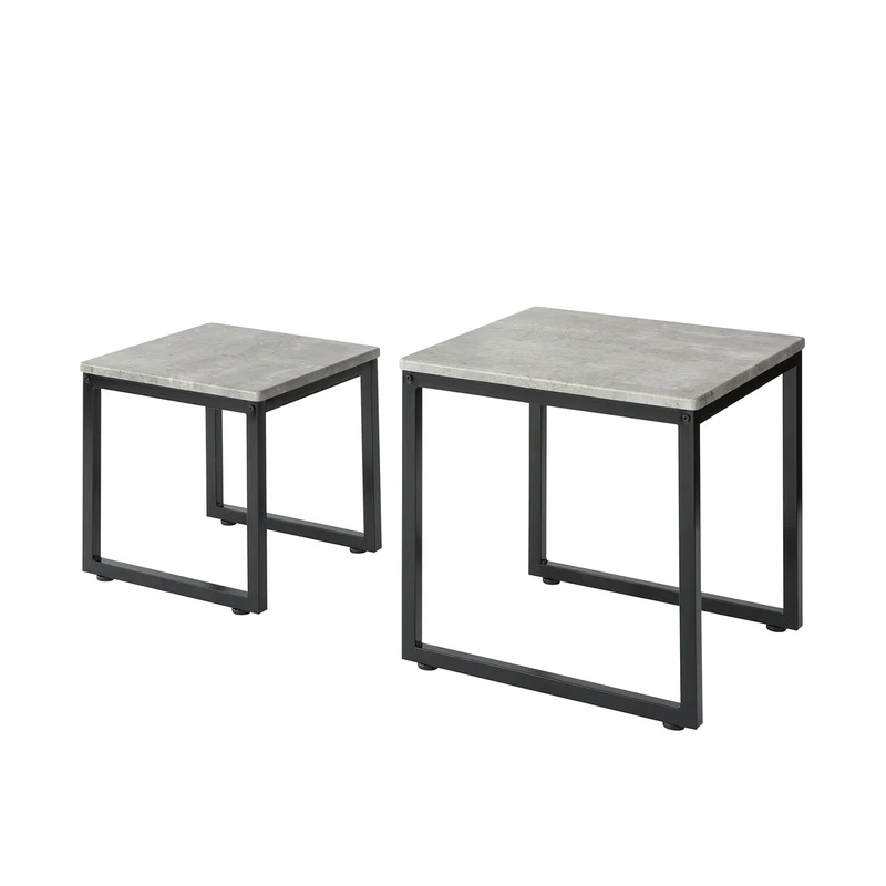 SoBuy FBT42-HG Tables Basses Gigognes, Set de 2, Lot de 2 Tables d'Appoint Empilables Tables Carrée Table Basse