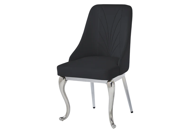 Chaises baroques velours noir anneau argenté - Nina x2