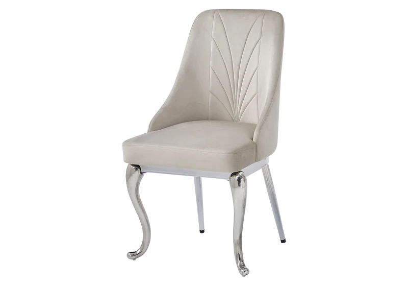 Chaises baroques velours taupe anneau argenté - Nina x2