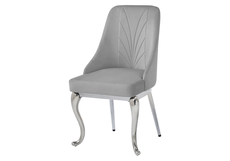Chaises baroques velours gris anneau argenté - Nina x2