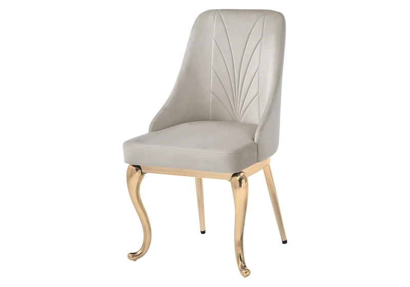 Chaises baroques velours taupe anneau doré - Nina x2
