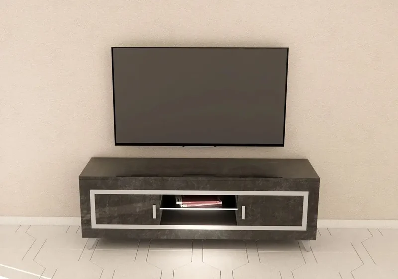 Mur tv marbre noir led SILVER