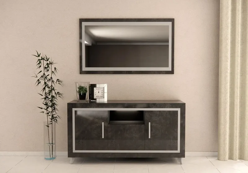 Mur tv marbre noir led SILVER