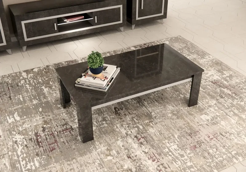 Mur tv marbre noir led SILVER