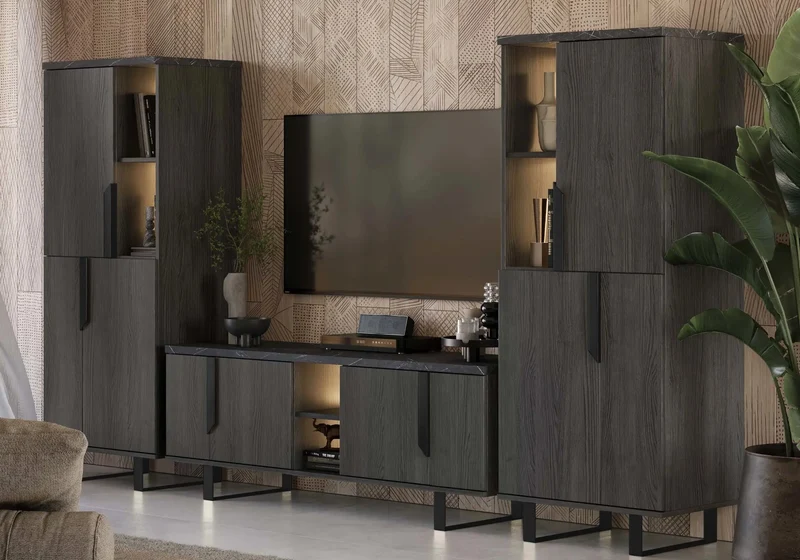 Mur TV mat palissandre noir ORION