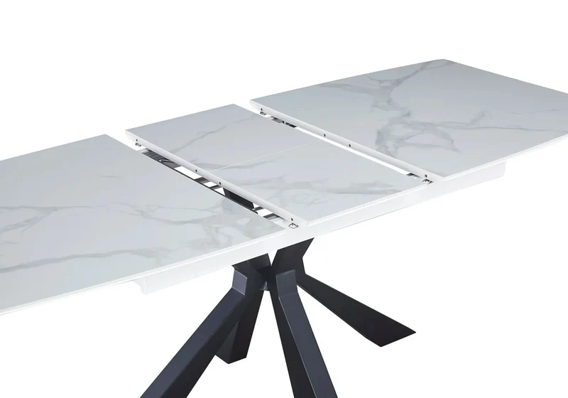 Table extensible céramique noir marbre blanc - Urso
