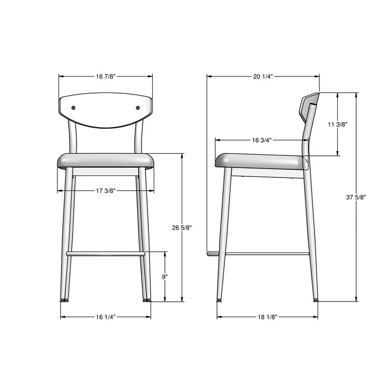 Tabouret de comptoir en métal avec une assise rembourrée aspect cuir brun - Hint
