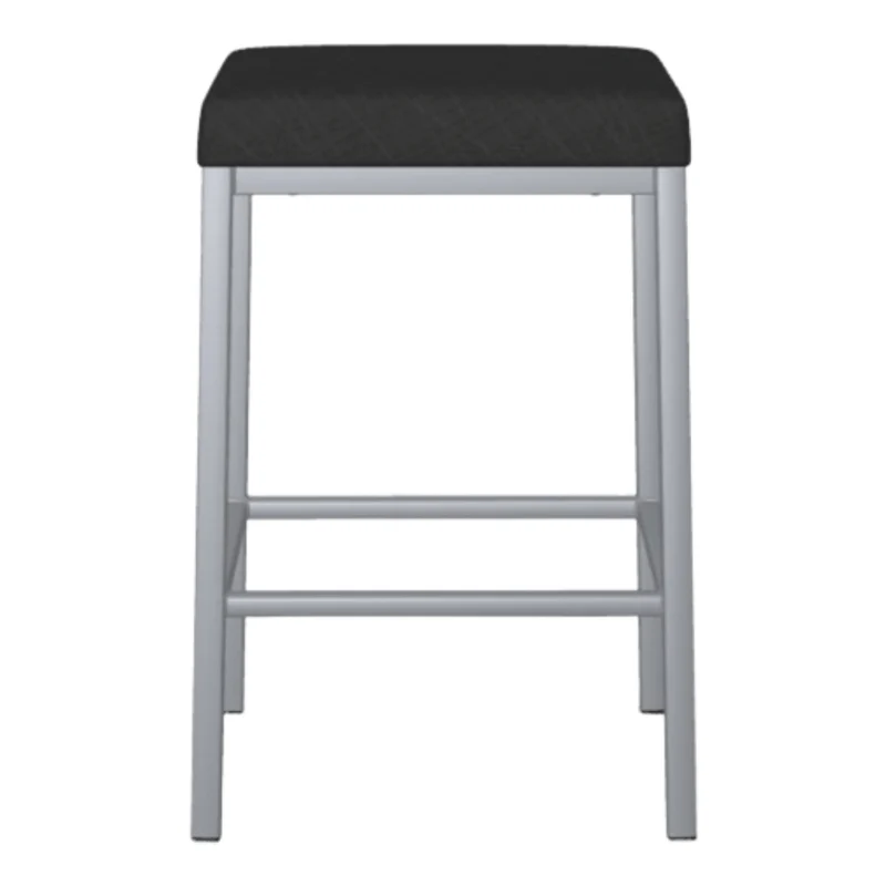 Tabouret de comptoir en métal inox avec assise rembourrée en tissu noir - Bradley