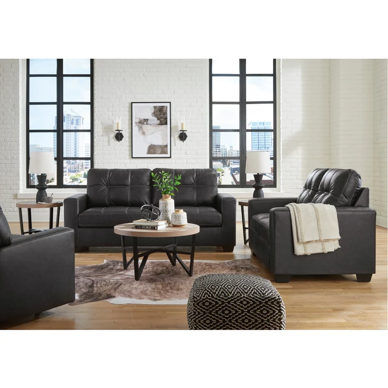 Sofa condo aspect cuir noir - Barlin Mills